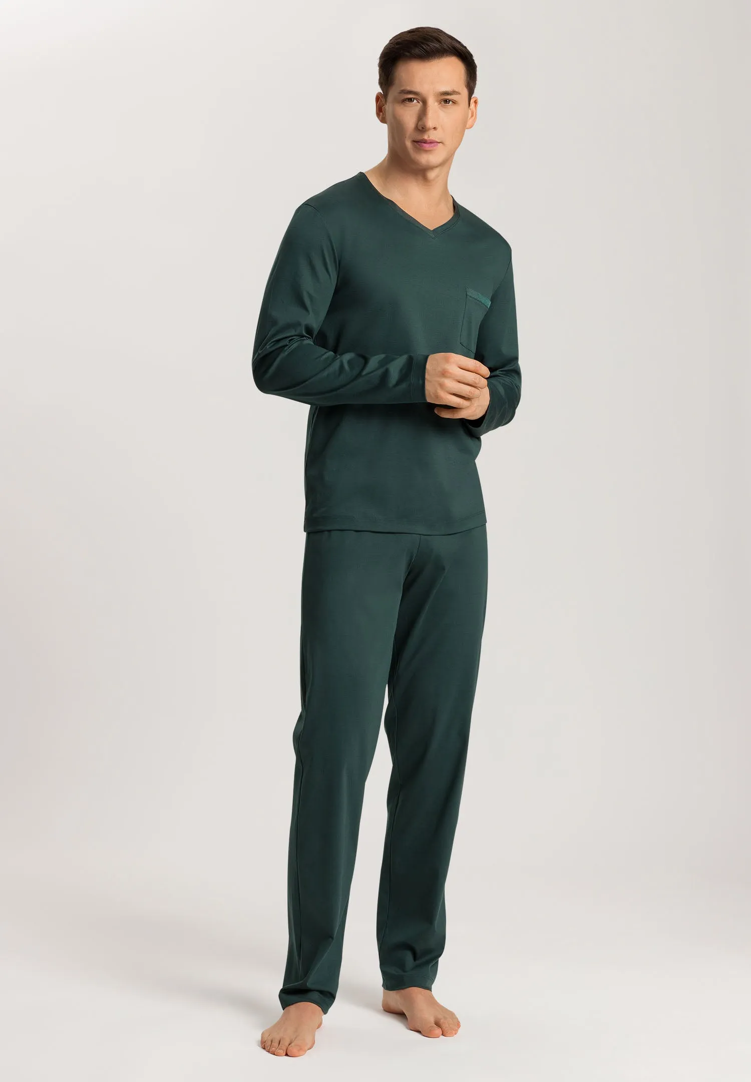 Night Selection Cotton V-Neck Long Pajama Set | Laurel 75876-2743