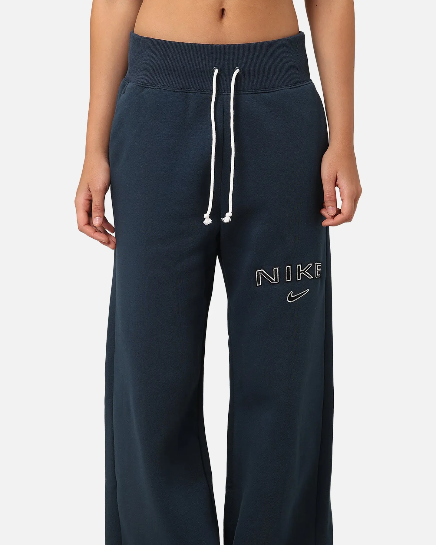 Nike Women's Sportswear Pheonix Fleece Wide Leg Logo Pants Armory Navy