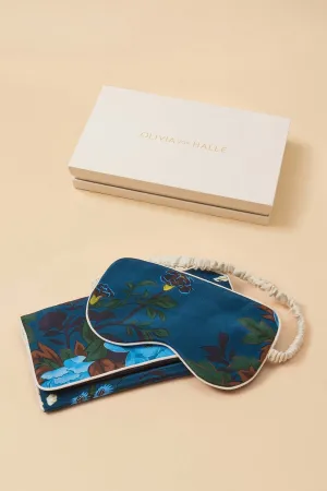 Olivia von Halle Audrey Tibatant Blue Floral Silk Eye Mask