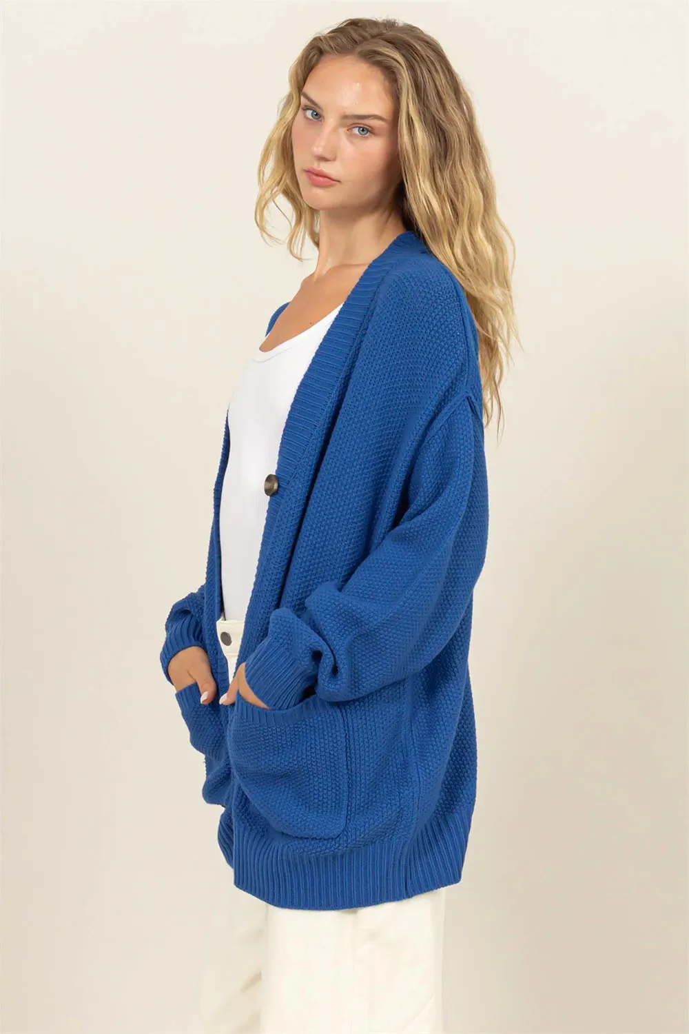 OVERSIZED BUTTON-UP POCKET CARDIGAN