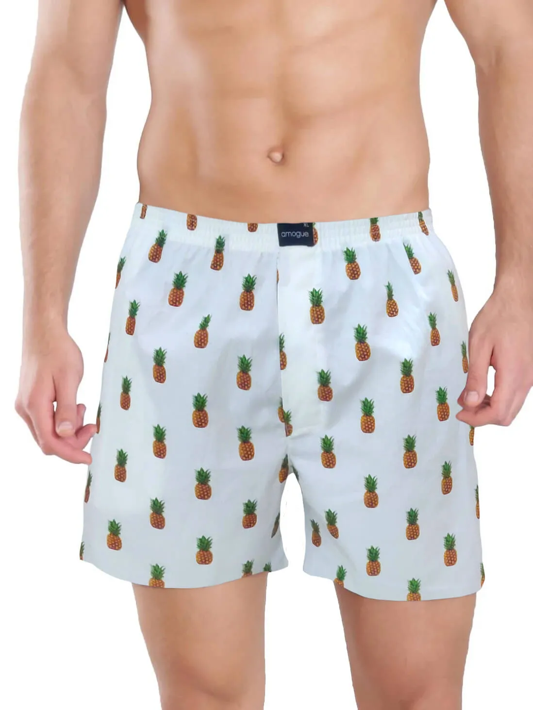 Pineapple Santa Navy Printed Premium Cotton Boxers