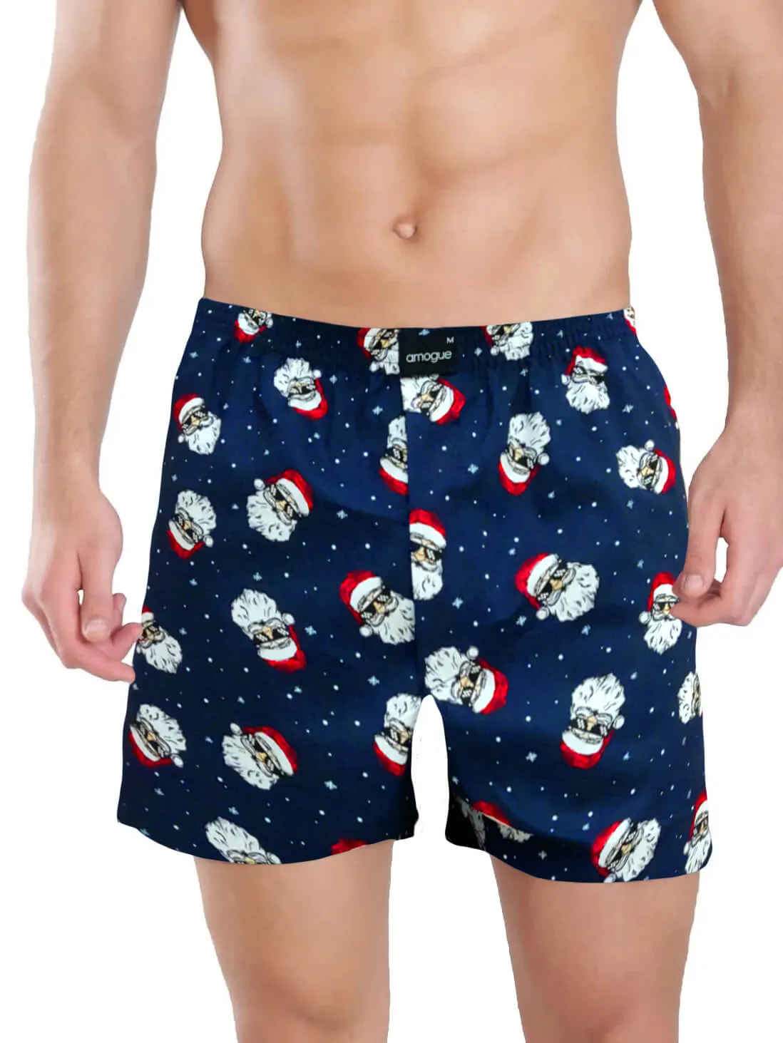 Pineapple Santa Navy Printed Premium Cotton Boxers