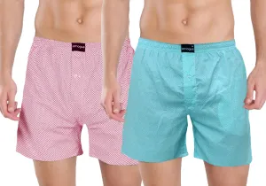 Pink Dot Teal Blue 2 Boxers Combo