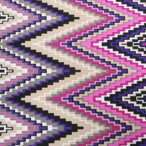 Pink, Purple and Beige Chevron Printed Jersey Stretch Fabric