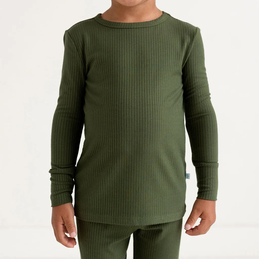 Posh Peanut Solid Pine Ribbed L/S Basic Loungewear