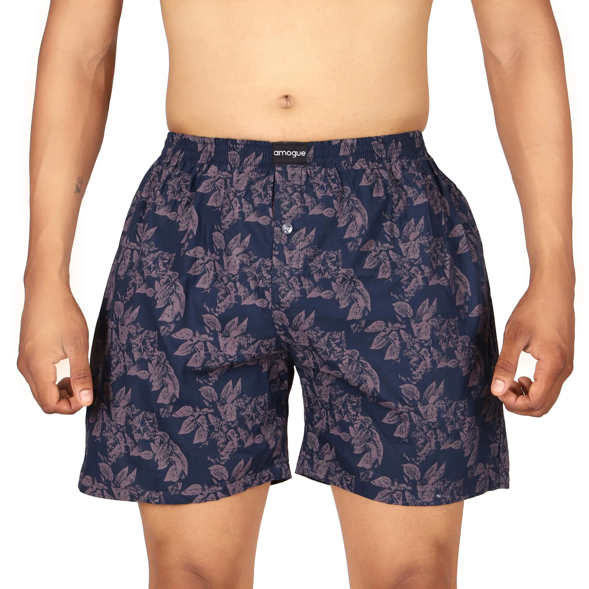 Purple & Navy Self Printed Boxer Combo