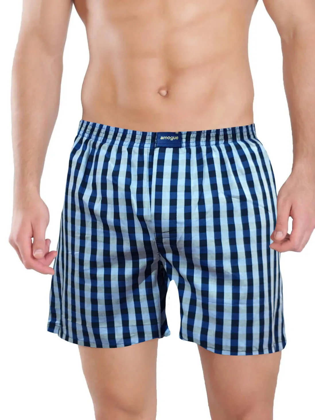 Red & Blue Checks Cotton Boxers For Men (Pack Of 2)