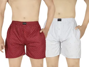 Red & Light Grey Dotted Boxers Combo