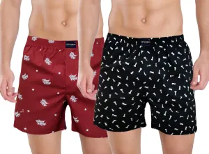 Red Vibes Black Chess Printed Cotton Funky Boxers