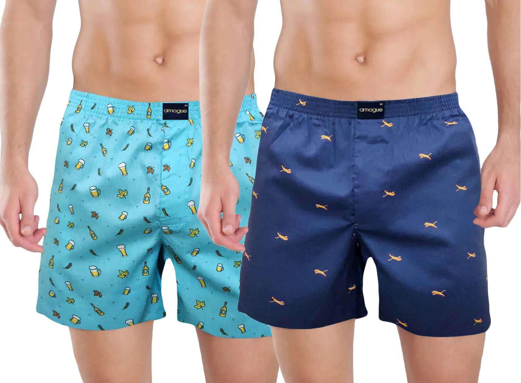 Sky Blue & Navy Funky Printed Cotton Boxers