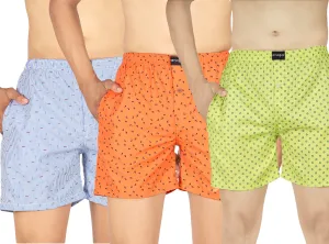 Sky Blue Mutli Orange FluroGreen Boxers Combo