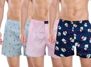 Sky Pink Navy Funky Printed Boxer Combo