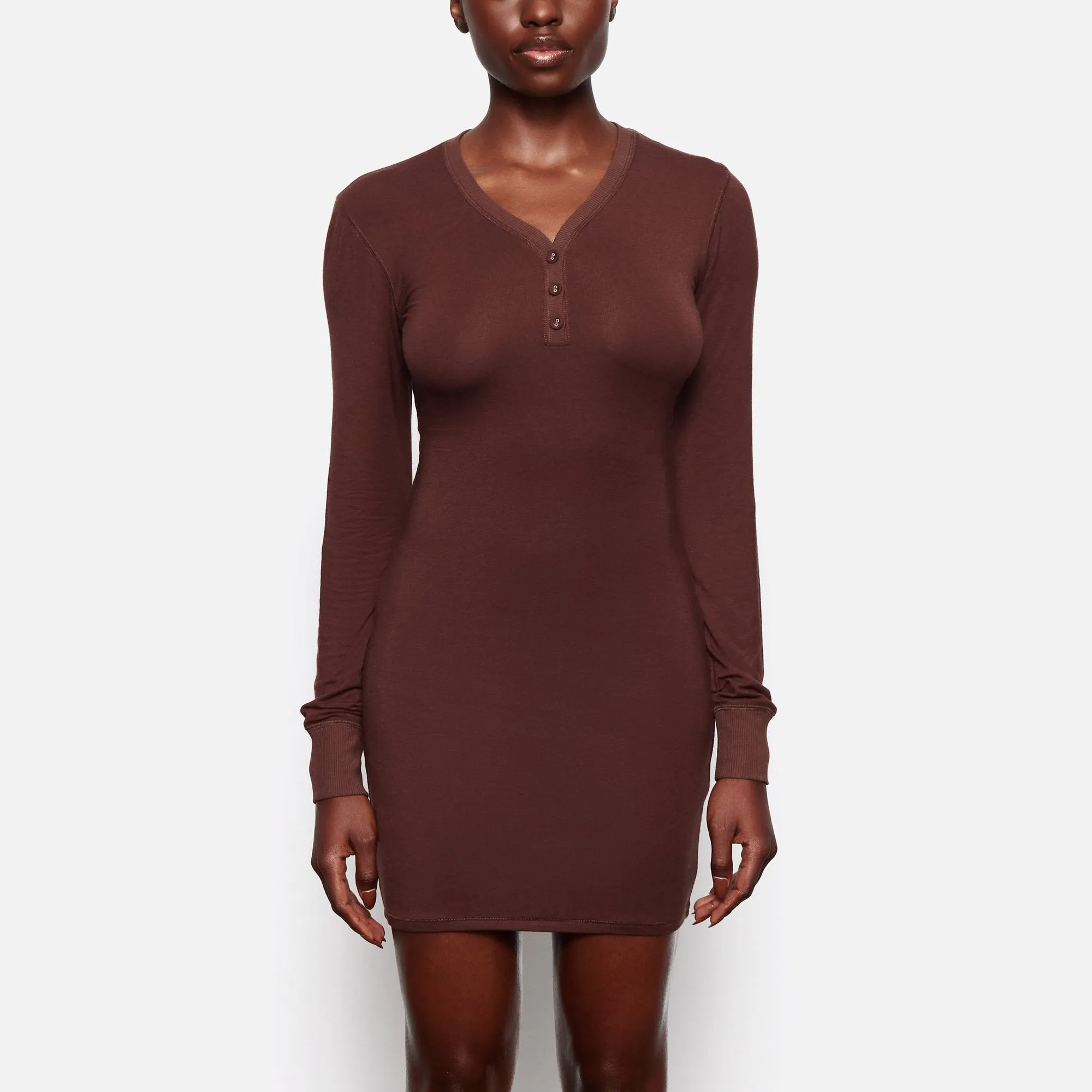 SLEEP HENLEY DRESS | COCOA