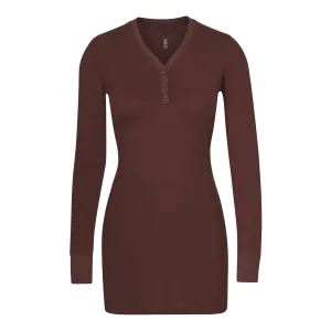 SLEEP HENLEY DRESS | COCOA