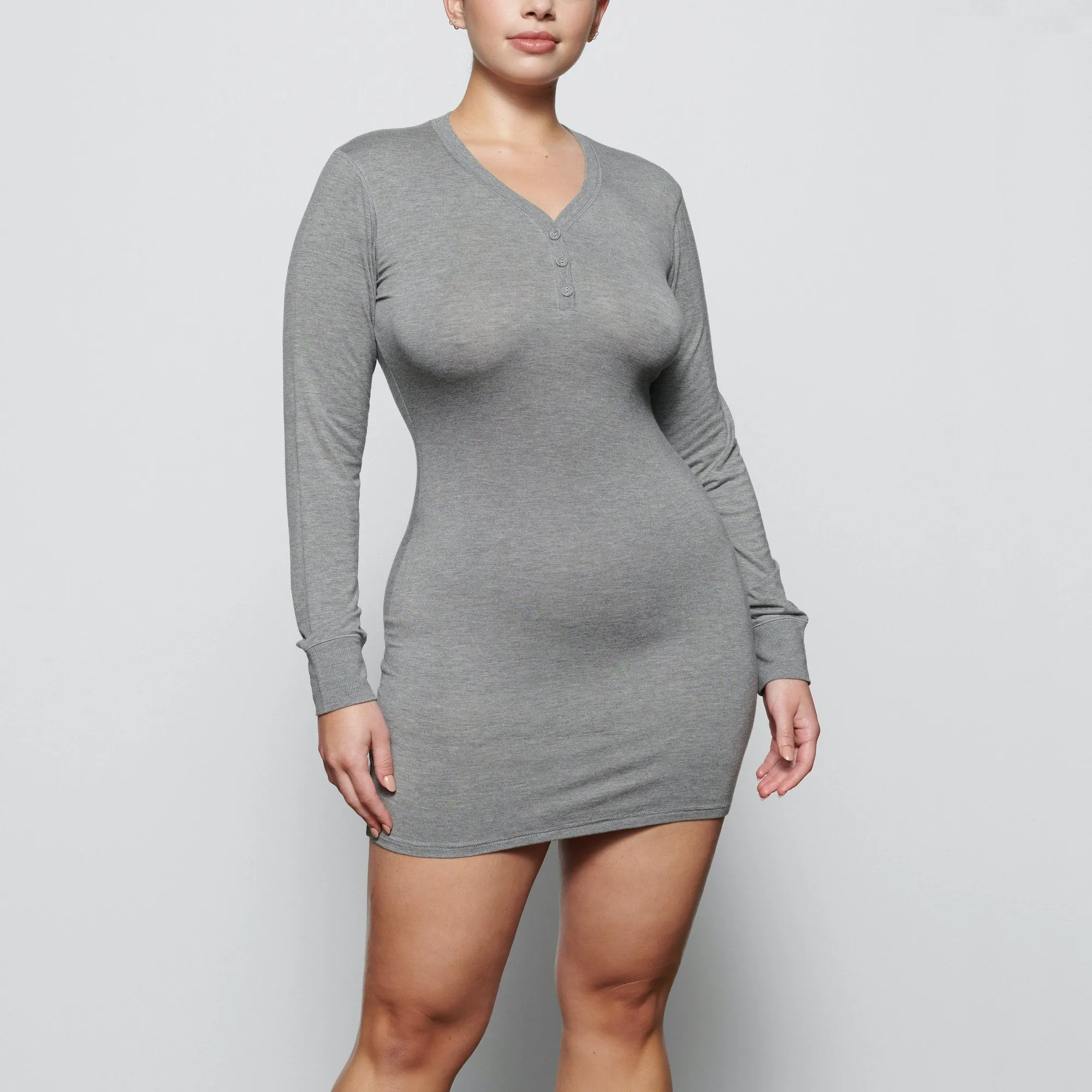 SLEEP HENLEY DRESS | HEATHER GREY