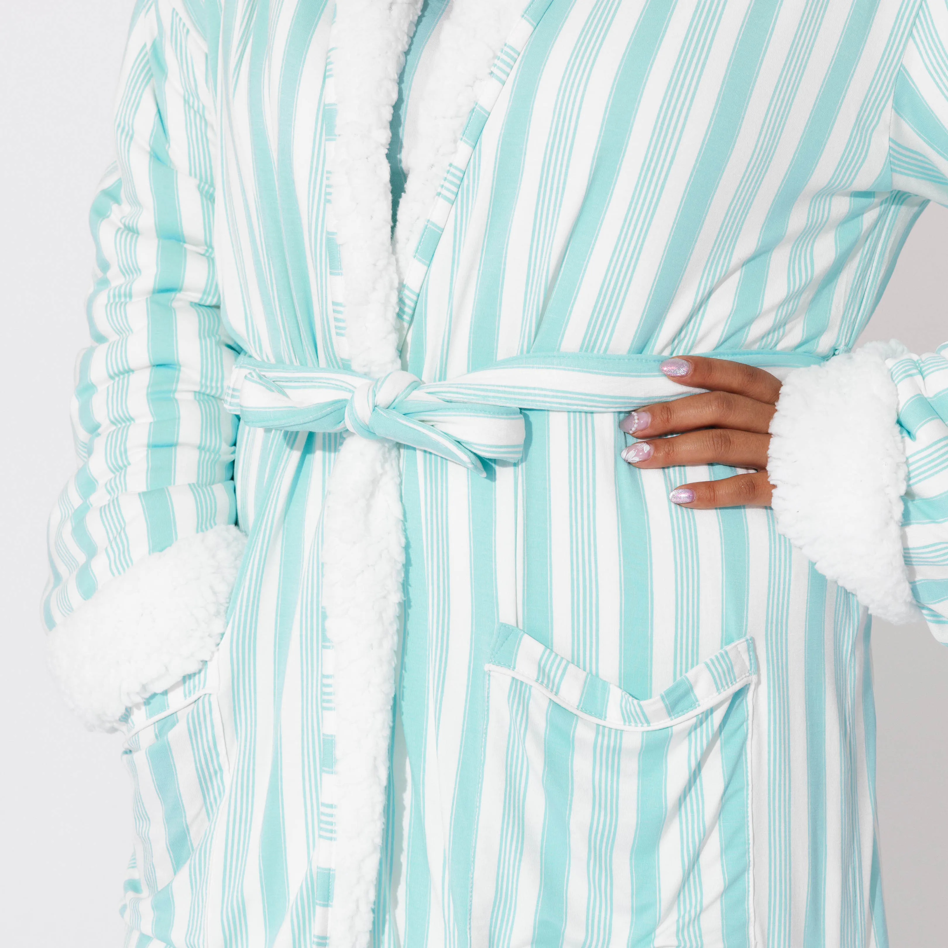 Slumber Stripes Bamboo Adult Sherpa Robe