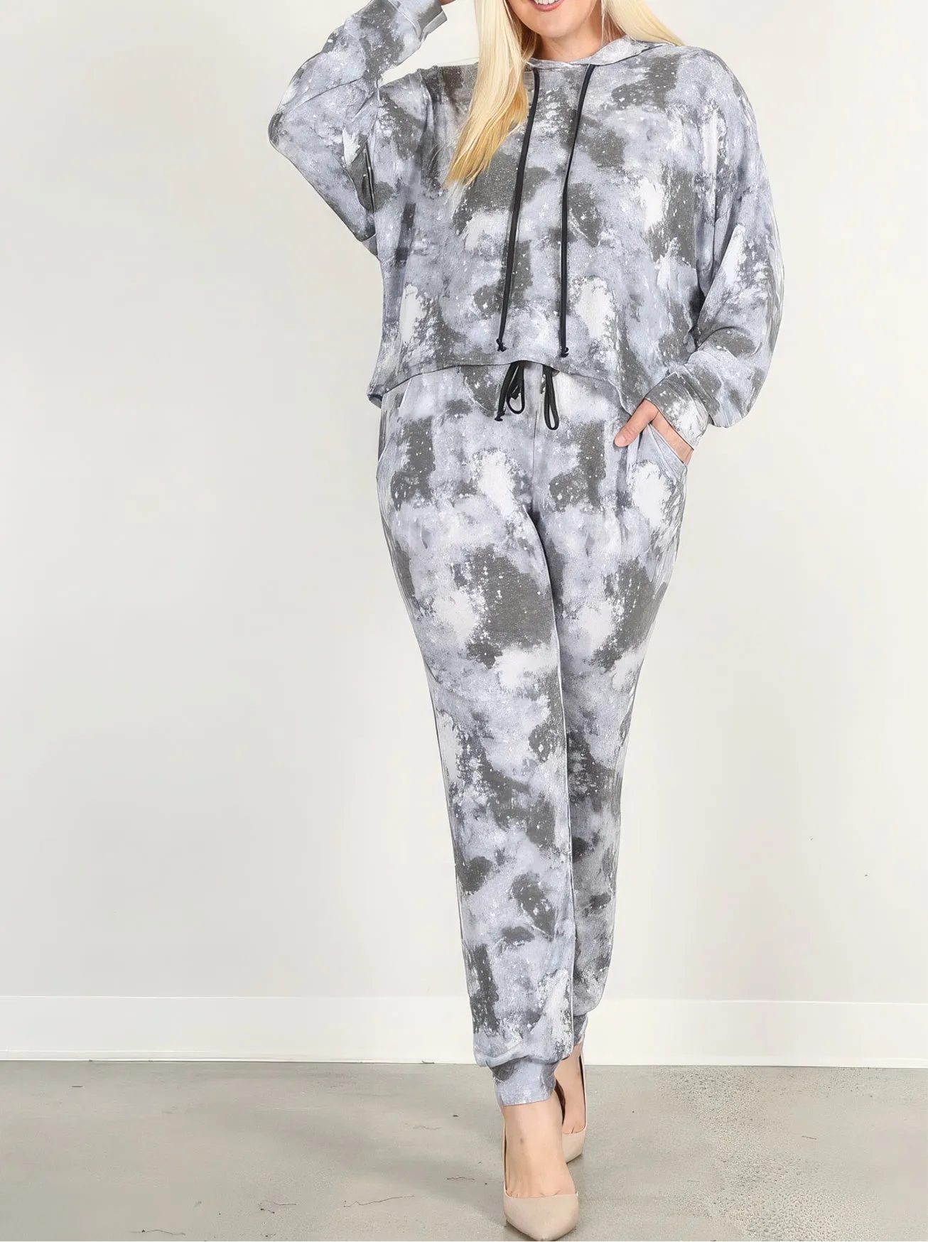 Tie Dye Print Pullover Hoodie And Sweatpants