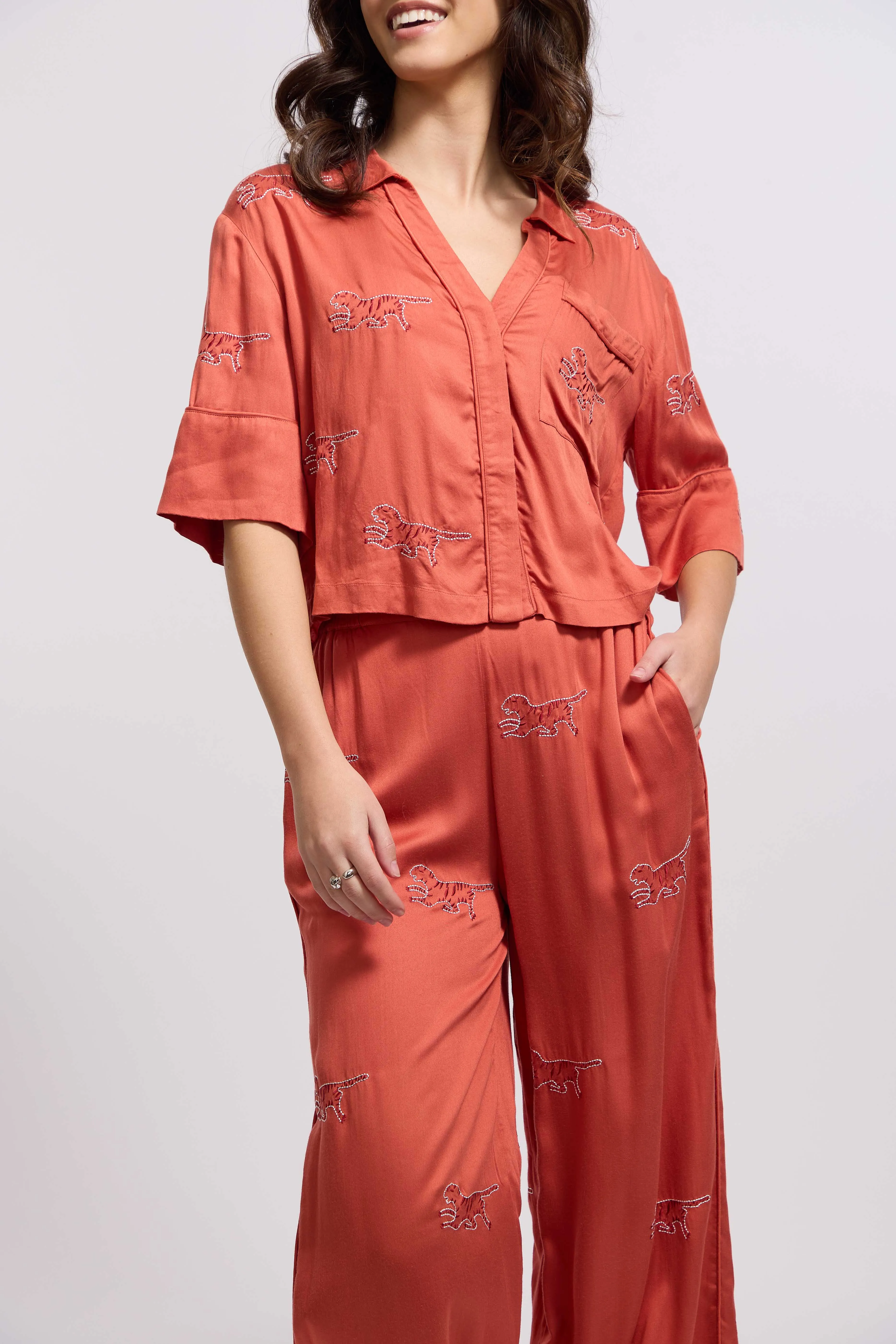 Tiger Loungewear Set - Rose at Dawn (Coral)