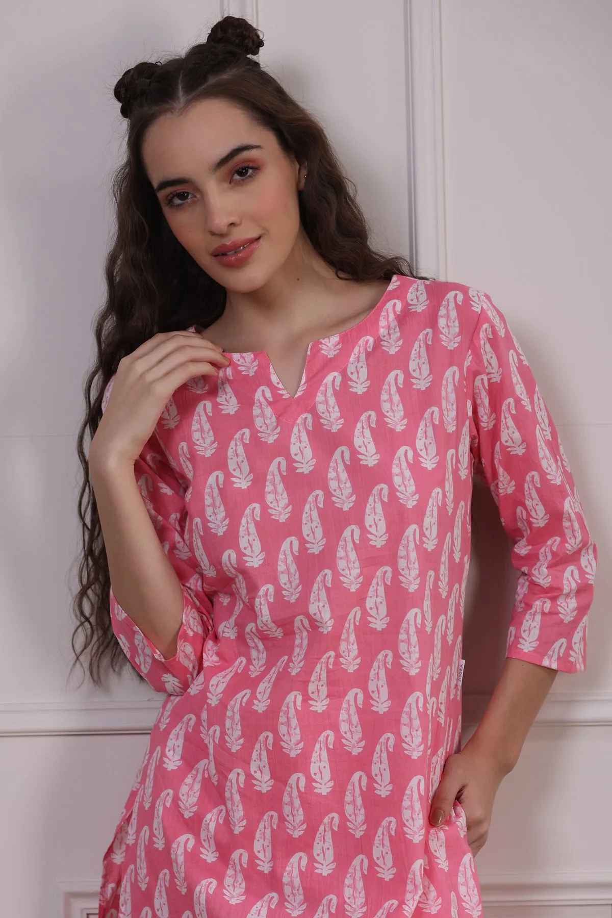 White Paisley on Pink Palazzo Loungewear Set