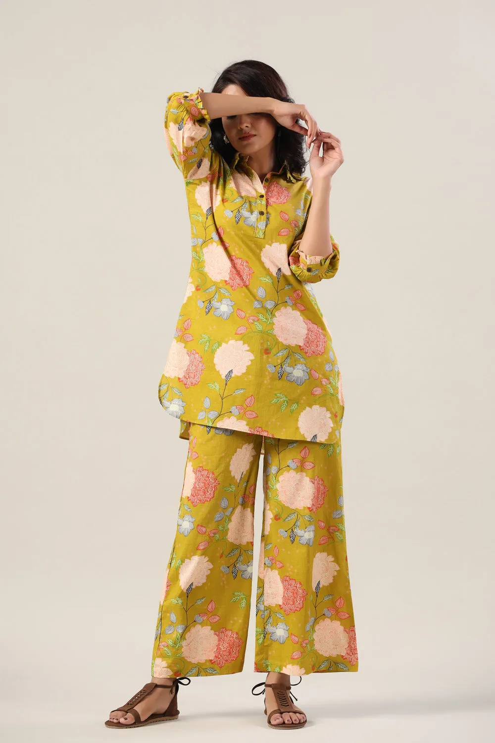 Wildflower Cotton Palazzo Palazzo Loungewear Set