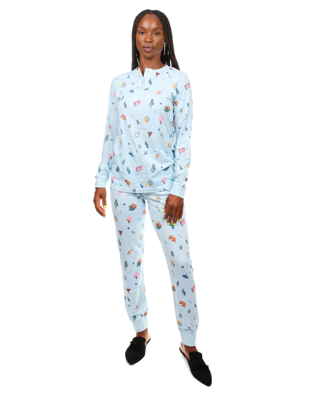 Women's Bear and Campfire Fun Two-Piece PJ Set in a Bag